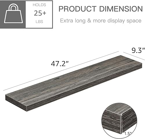 Vista 53 de QEEIG Estantes flotantes para pared de 23.6 pulgadas de largo, estante montado en la pared, baño, cocina, sala de estar, dormitorio, granja, B.