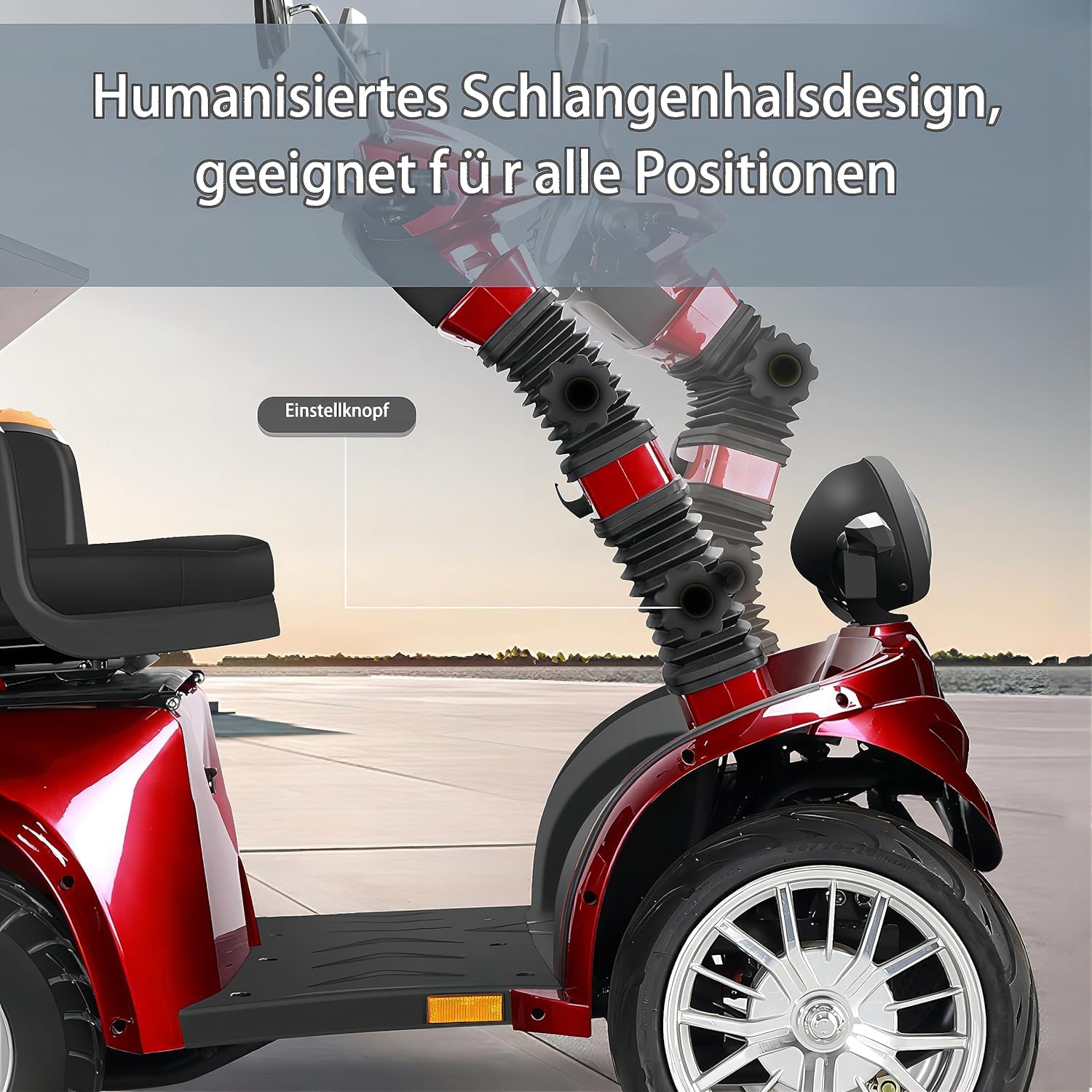 Scooter de 4 ruedas con respaldo y reposacabezas ajustables automáticos para una experiencia de conducción cómoda con una carga máxima de 225 kg