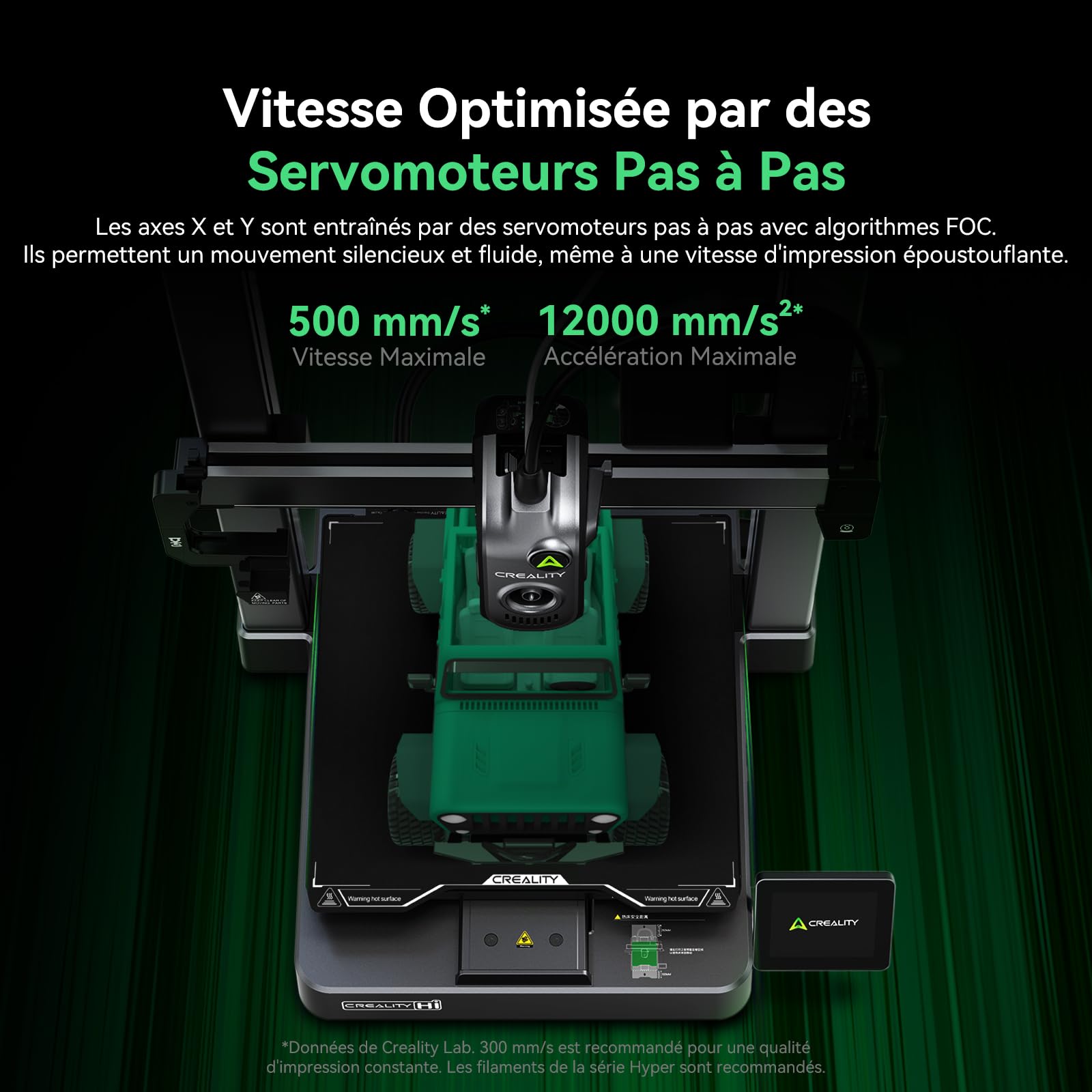 Creality Hi Combo (A) Imprimante 3D, CFS Multicolore Impression, Mise à Niveau Automatique, Haute Vitesse 500mm/s, Lecture Automatique du Filament, 95% Pré-Assemblée, Construction 260x260x300mm