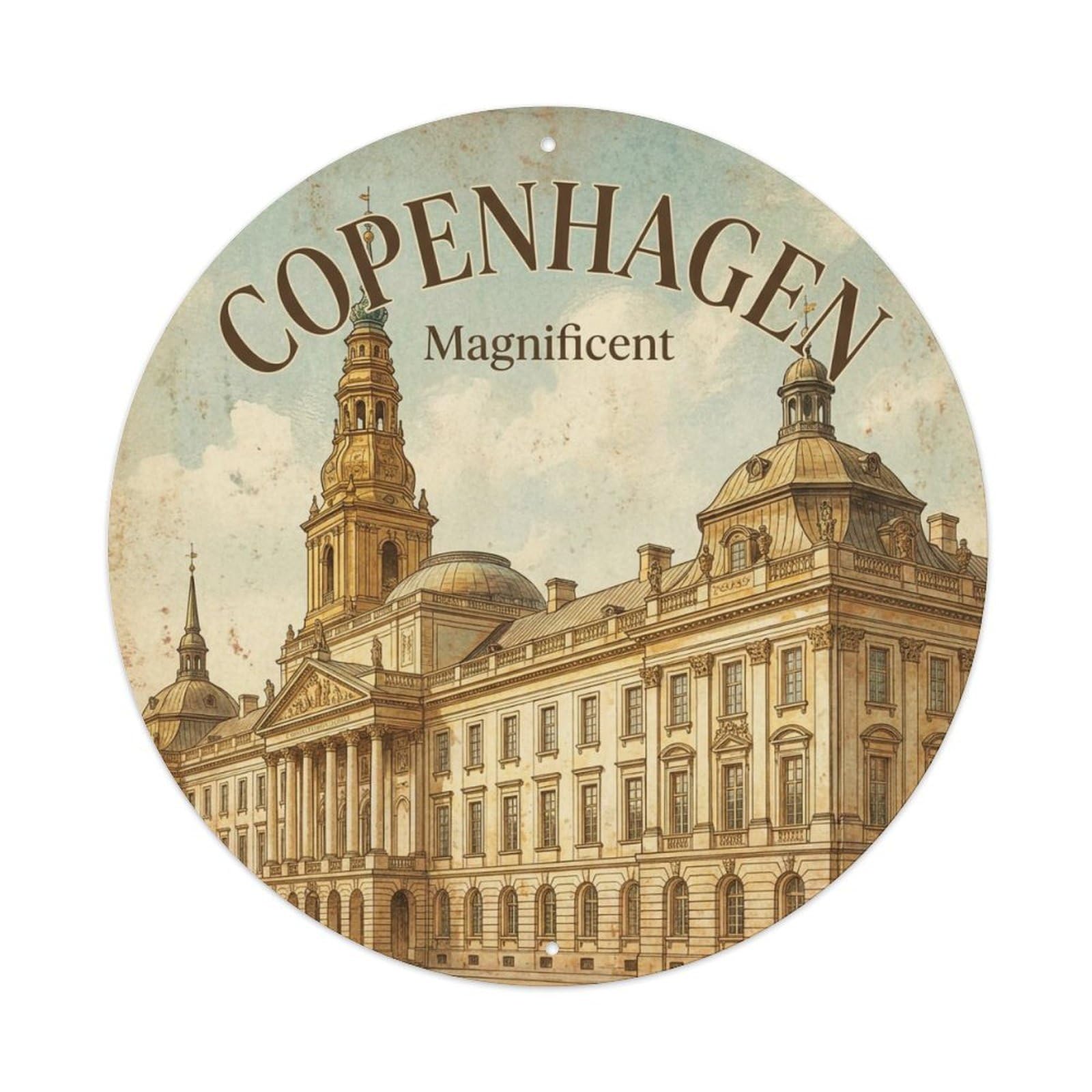 Vintage Travel Copenhagen Denmark Splendid Metal Tin Sign