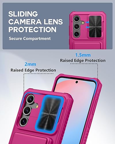 Miniatura 4 de ATATOO Funda para Samsung Galaxy S24 FE con tarjetero (almacena 4-5 tarjetas) [bloqueo RFID] y cubierta de cámara deslizante, protección de grado