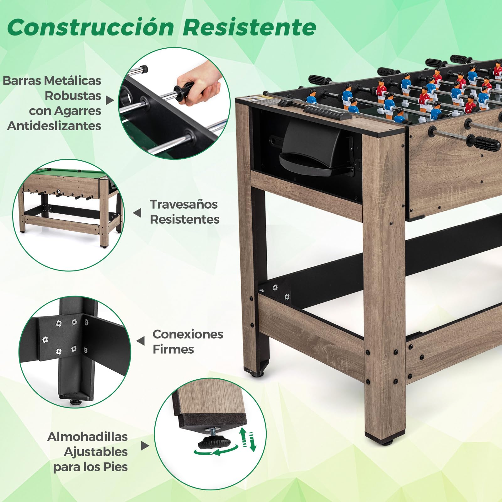 GOPLUS Mesa Multijuego Giratoria 2 en 1 con Billar y Futbolín