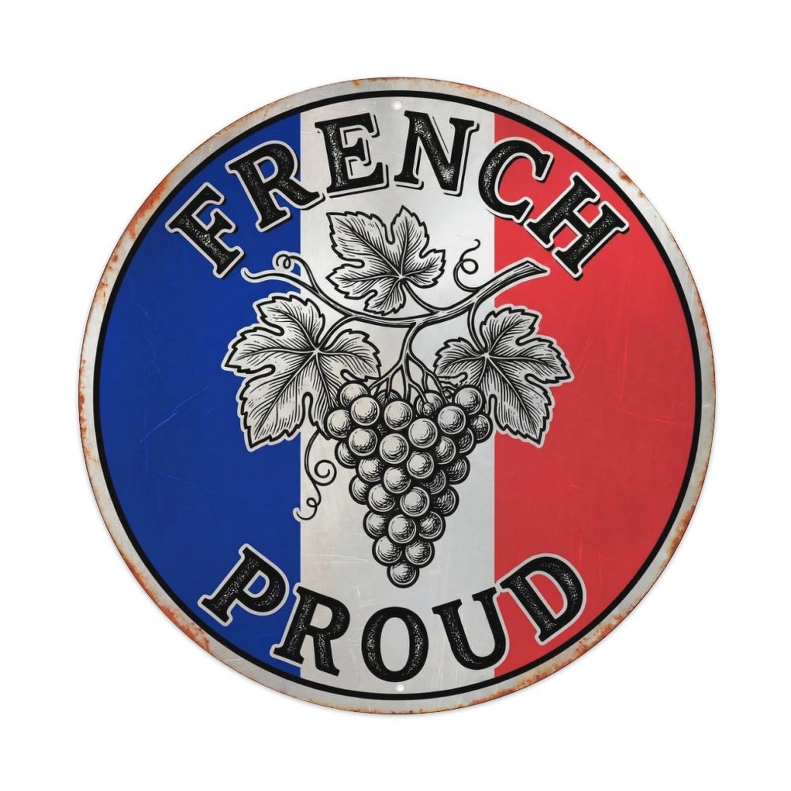 Olhnbad Style French Proud Vine Botanical Heritage Emblem Metal Tin Sign