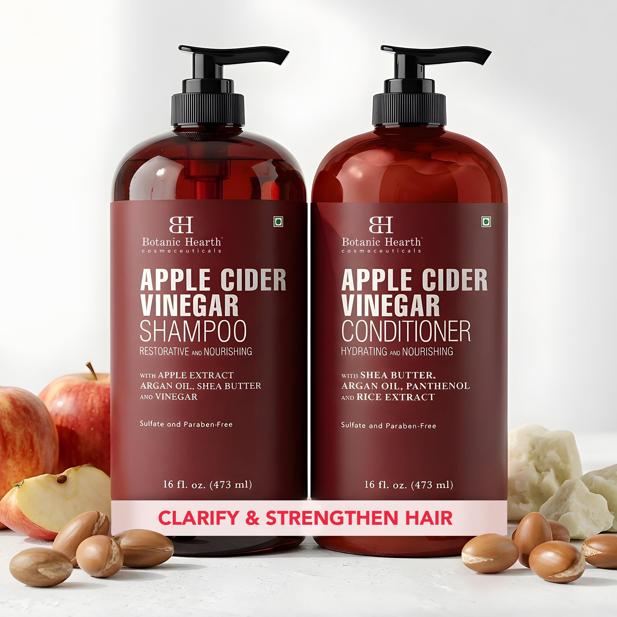 Botanic Hearth Apple Cider Vinegar Shampoo and Conditioner Set - 16 fl oz Apple Cider Vinegar 16 Fl Oz (Pack of 2)
