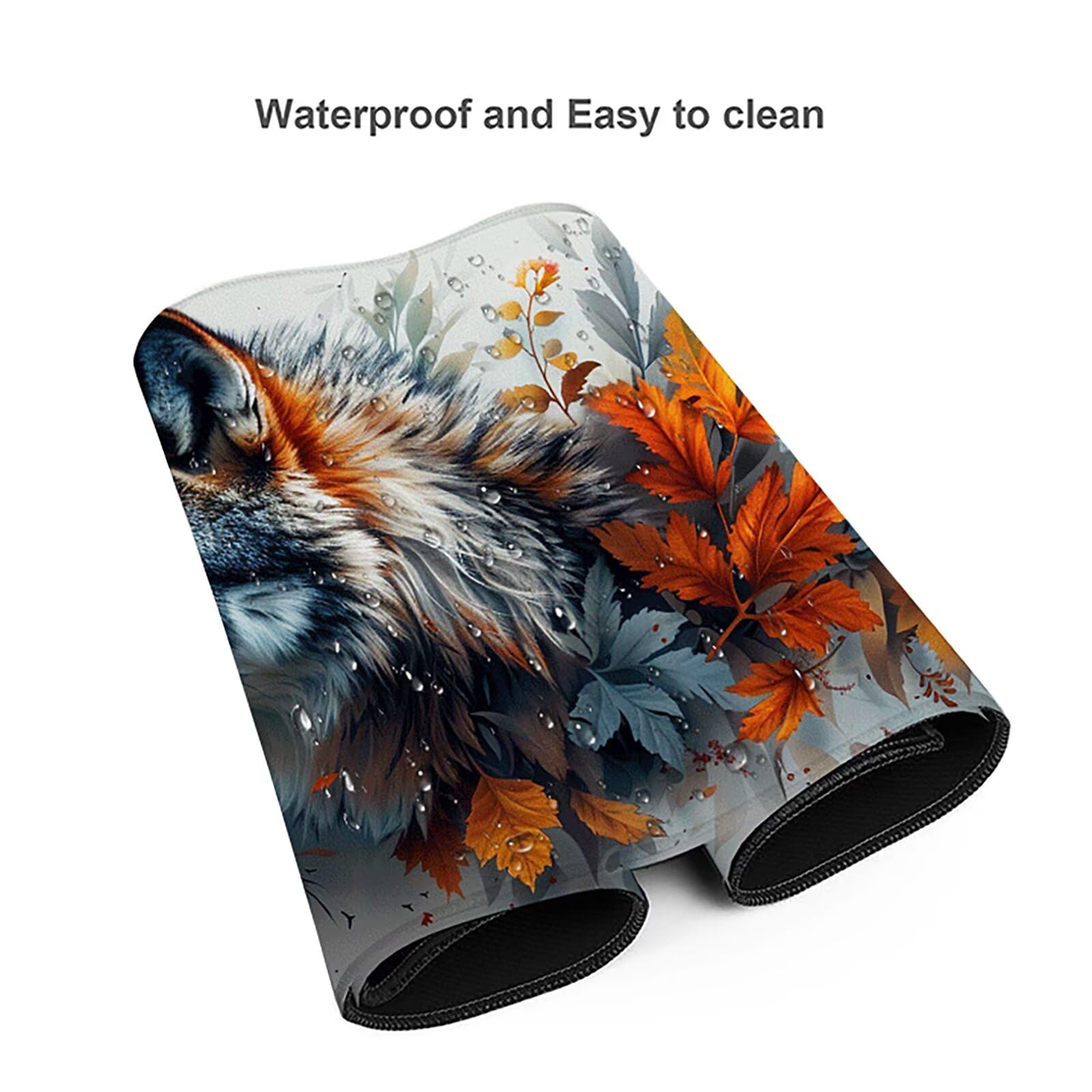 Lobo Alfombrilla Ratón Gaming XXL 1500x800mm, Alfombrilla Gaming Amarillo Mousepad con Base de Goma Antideslizante, Impermeable Desk Mat para Teclado y Raton, Accesorios Gaming, Regalos de Hombre 9-6