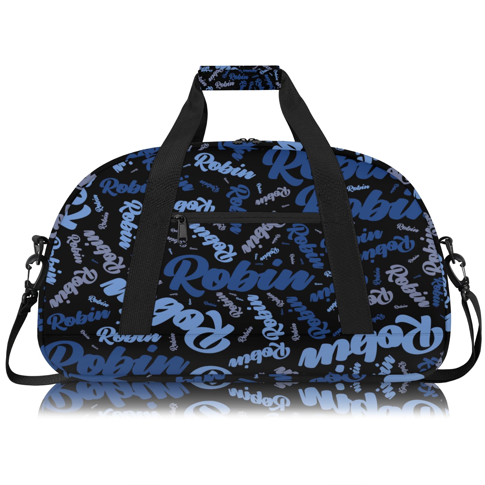 Personalized Sport-Gym-Swimming-Bag for Kids Custom Duffel Travel Bag for Boy Girl Dance Gymnastics Bag Overnight Weekend Bag Blue Gray Text
