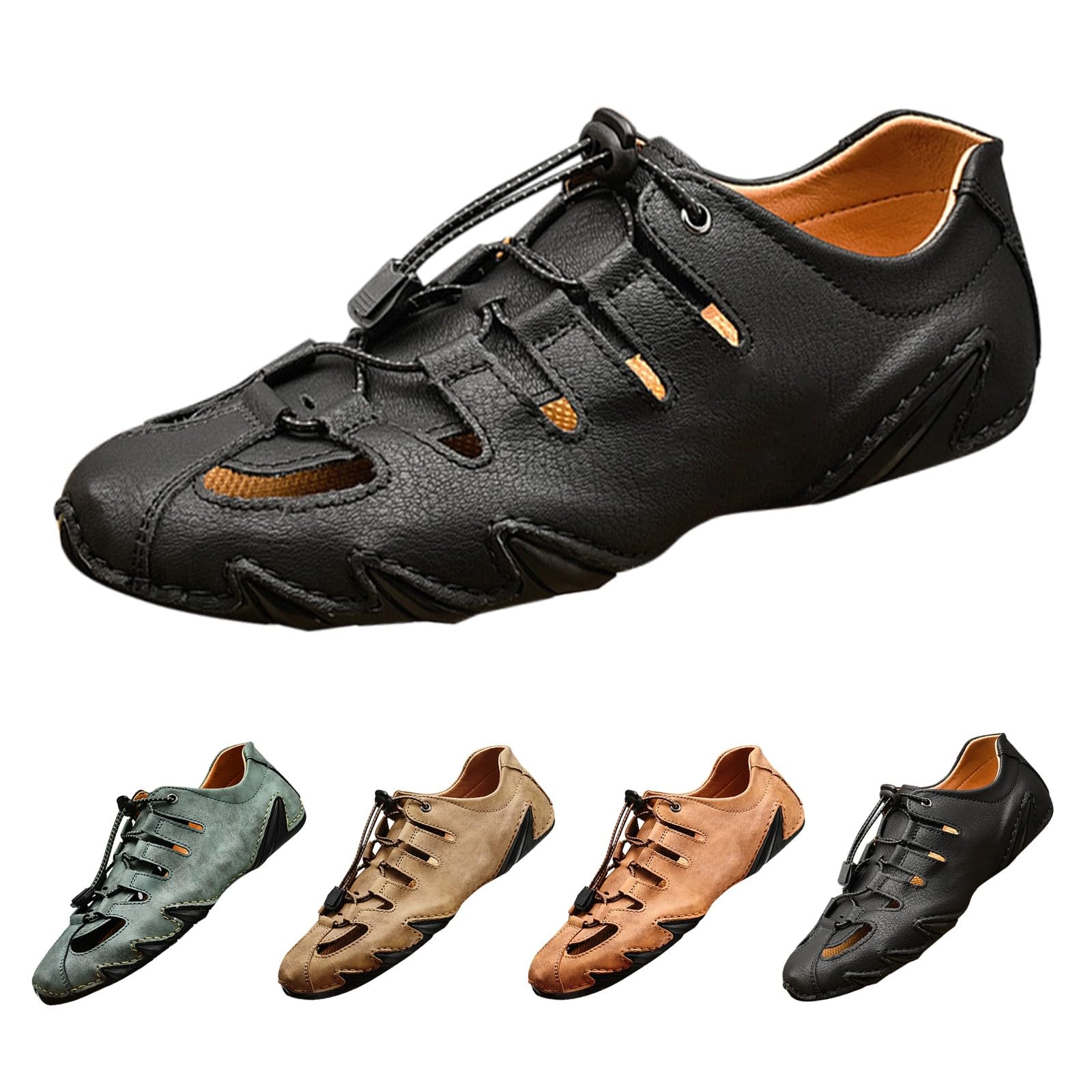 Sandalias de dedo cerradas para hombre Deportes al aire libre Zapatos descalzos Zapatos de playa ligeros ahuecados transpirables cómodos zapatos de pescador zapatos de pescador pies anchos