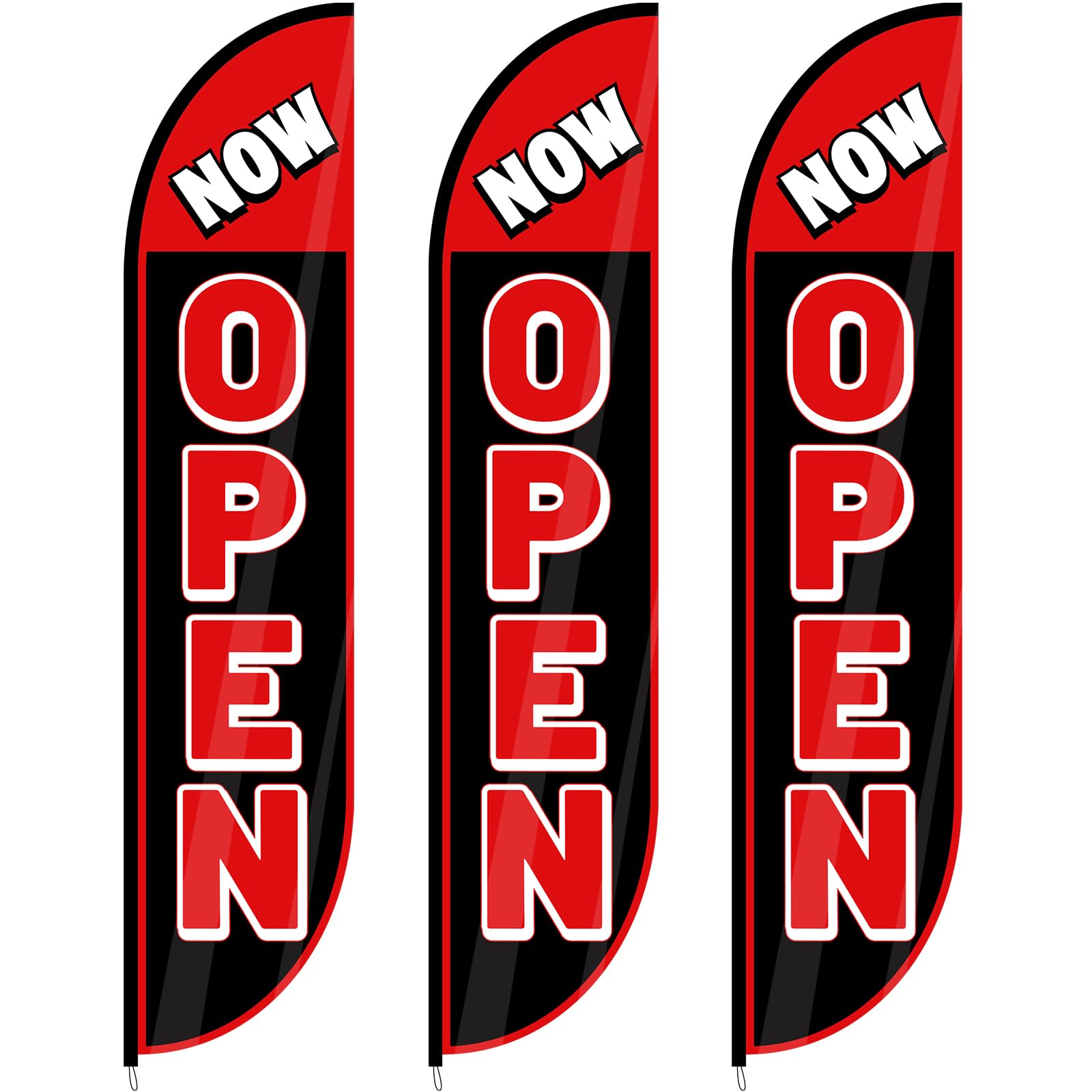 Hahafelt 3 Pcs Now Open Banner Feather Flag 12 Feet Tall Advertising Flags for Outside Open Feather Flag Now Open Sign Grand Opening Decorations for