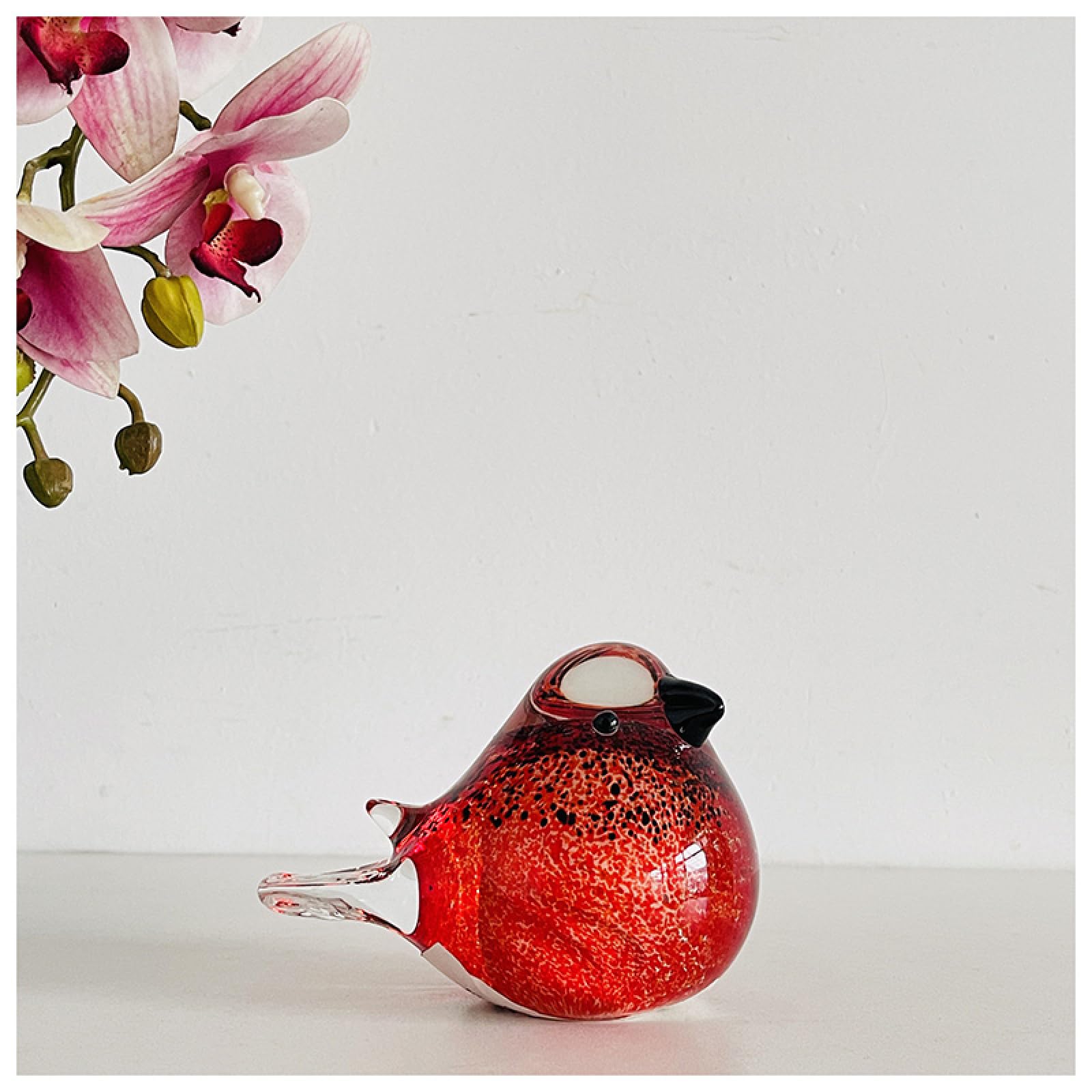 Escultura de Vidrio Hecha a Mano de gorrión Rojo pájaro Golondrina Figura de Cristal soplado pisapapeles de Animales Adorno Regalo Mesa decoración del hogar