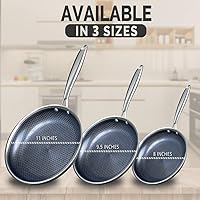 Vista 3 de THE COOK'S COMPANY Juego de sartenes antiadherentes, sartenes de 8 pulgadas, 9.5 pulgadas, 11 pulgadas con revestimiento antiadherente de primera