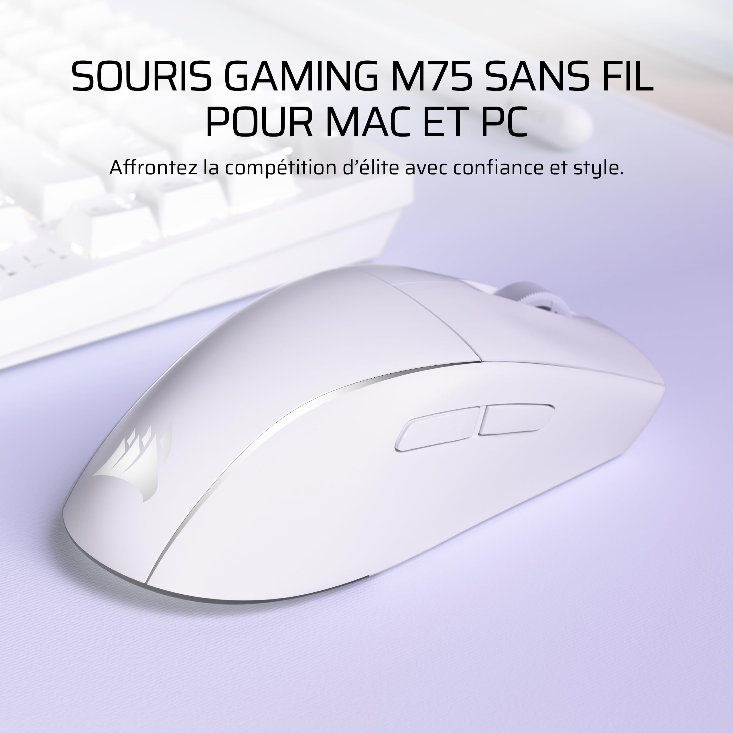 Corsair M75 Wireless RGB Poids Léger FPS Souris Gaming – Blanc Givré