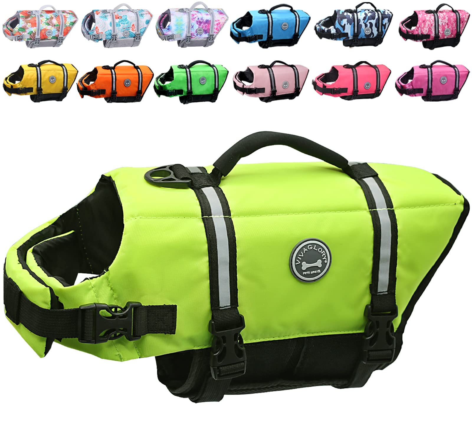VIVAGLORY Rip Stop Dog Life Jacket, Buoyancy Aid with Handle, Buoyancy for Doggy Dog Life Jacket for Swimming & Boating, XXS