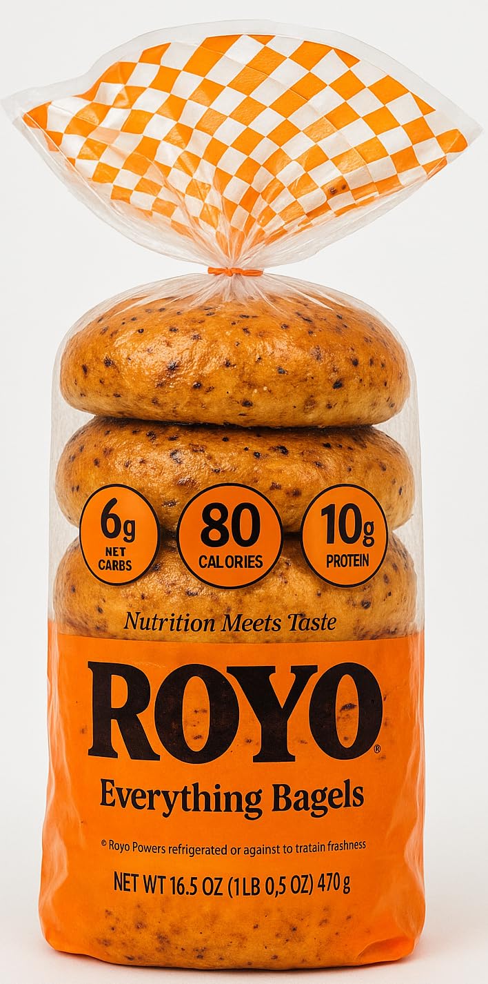 Keto-Friendly Everything Bagels by DinasConfectionery - Low Carb (5-6g Net), 10g Protein, 70-80 Cal, Vegan, High Fiber (1 Pack)
