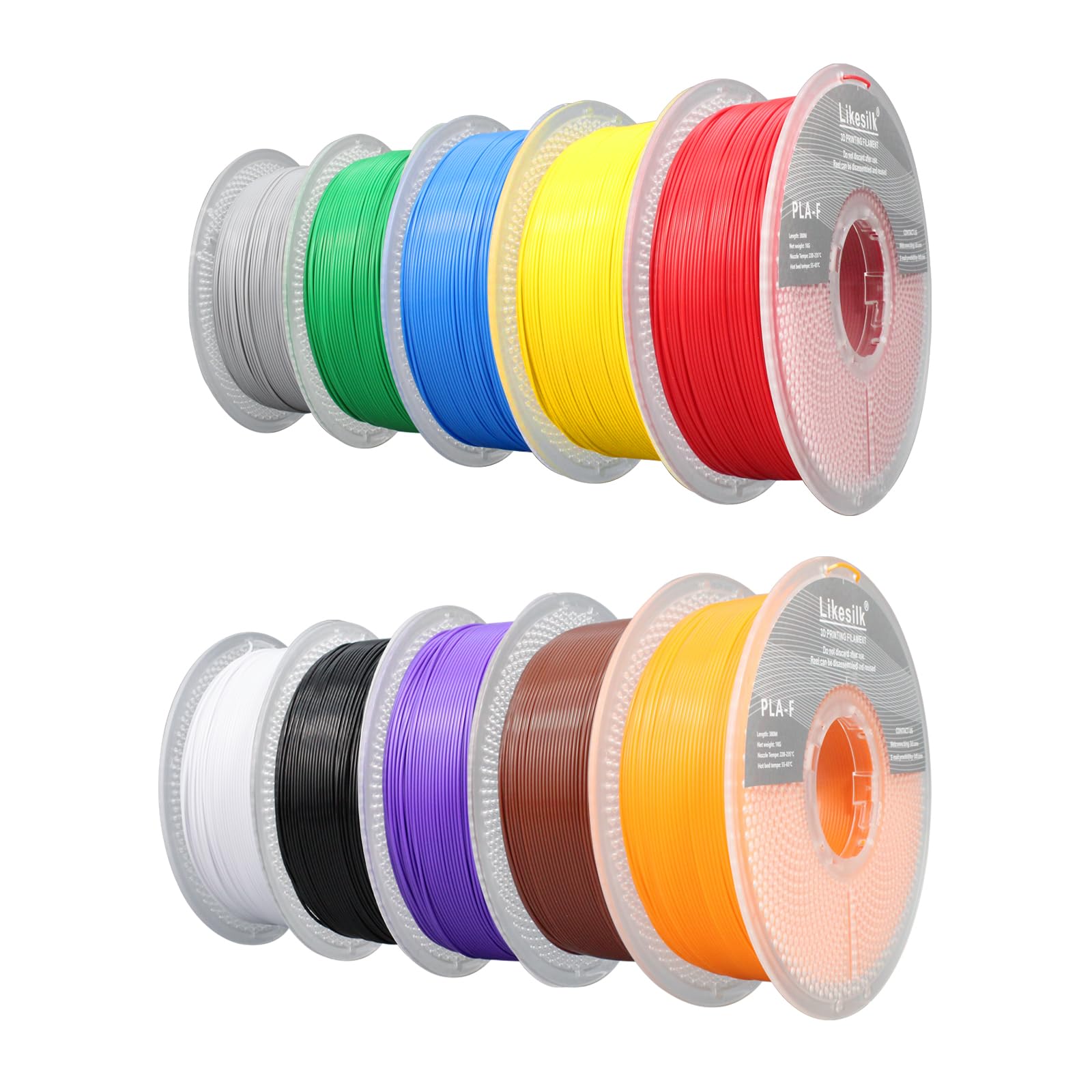 3D Printer Filament PLA F 10 Colors, Neatly & Strong 1.75mm Filament for 3D Printing, Accuracy +/- 0.02mm PLA F 1 * 10 KG Spool(22lbs)