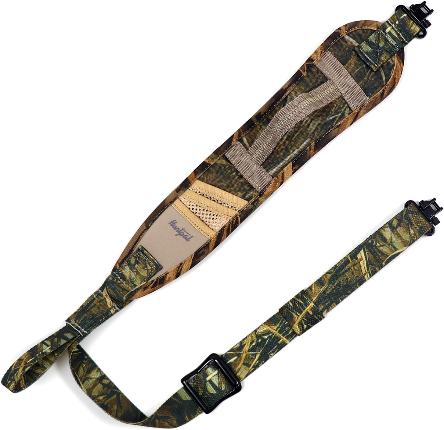 HUNTPAL Full Camo 2 Point Gun Shotgun Rifle Sling with Quick-Grab Handle, 3 Accessories Pockets, Steel Swivels and Thumb Hole, 1.18" Nylon Webbing Neoprene Gun Shoulder Strap