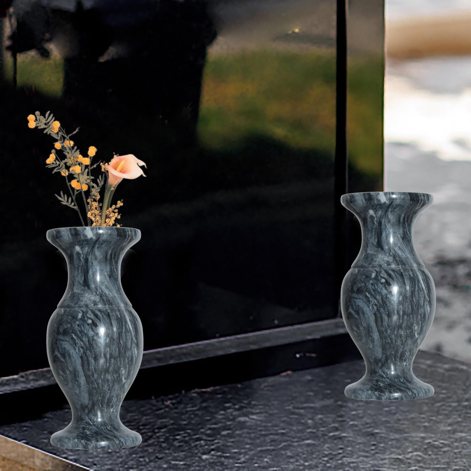 天然大理石の花瓶 Amazon.co.jp: 墓地の花瓶、天然大理石の花瓶、屋内、屋外、墓地、記念