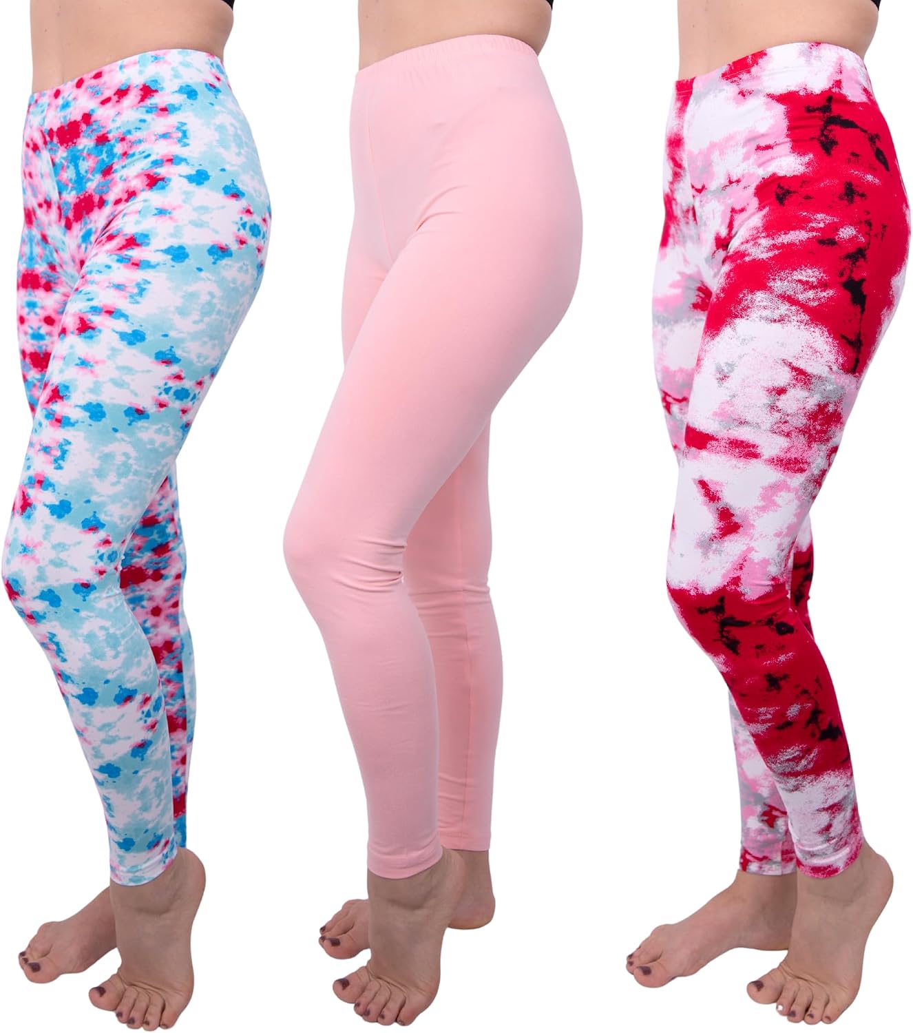 [3 Pack] Tie Dye Leggings for Women Athletic Lounge Yoga Pants 4-Way Stretch Super Soft and Comfy