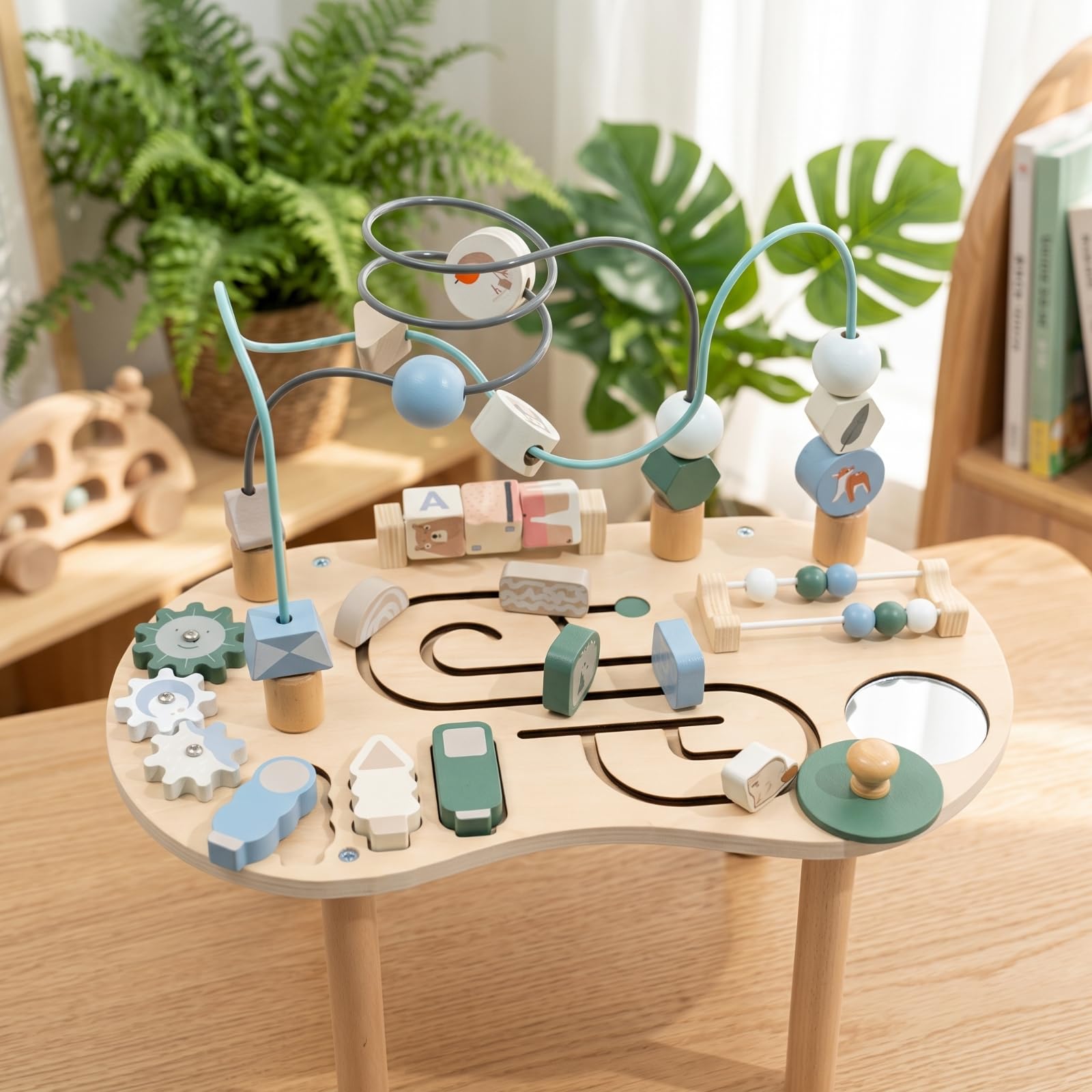 Busy Board Pedagogico Compatto | Sviluppo Motricità Fine, Gioco pedagogico in Legno, per Asilo, Bambini, Neonati