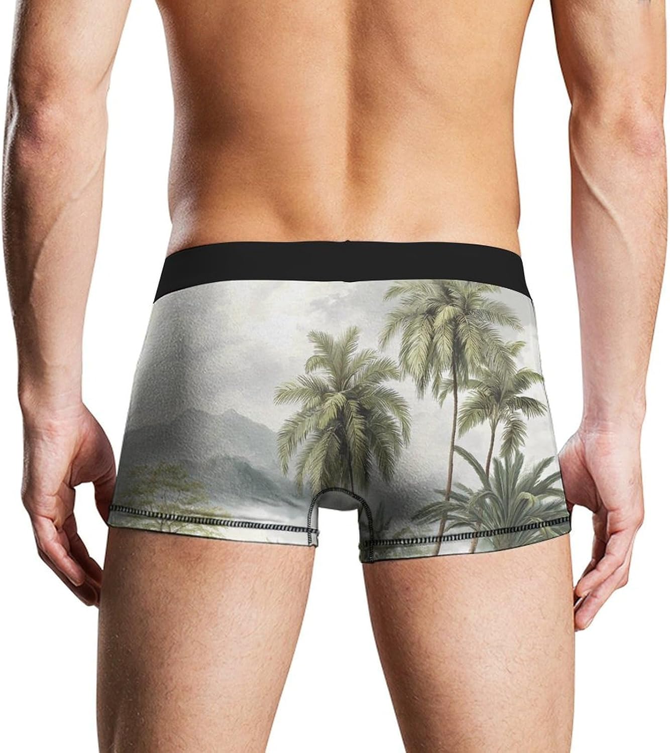 Jungle1 with Palms Tree Novelty Men's Boxer Briefs Soft Breathable Underpants Trunks Stretch Underwear