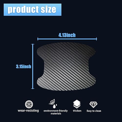 Miniatura 2 de Ajxn 4 calcomanías para superficie de cuenco de puerta de automóvil, 3.34 x 3.42 pulgadas, película especial de fibra de carbono antiarañazos,