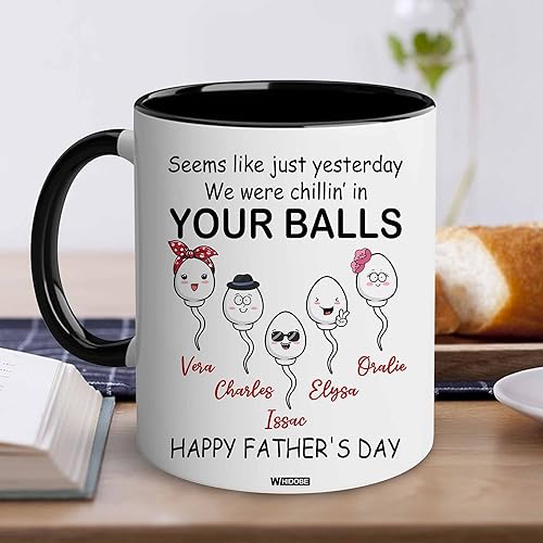 Vista 27 de WHIDOBE Taza personalizada para papá (1 niño) taza personalizada de 11 oz 15 onzas para papá de niños, regalo divertido para el día del padre