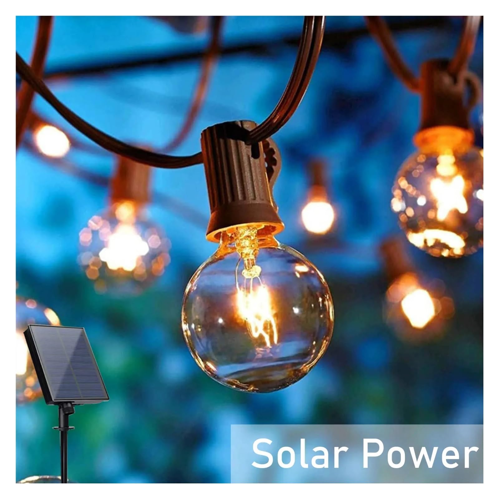 Żarówki LED G40, 21 metrów, kule świetlne, oświetlenie ogrodowe, wodoodporne, do ogrodu, na taras, girlanda solarna, oświetlenie ślubne(40Bulbs)