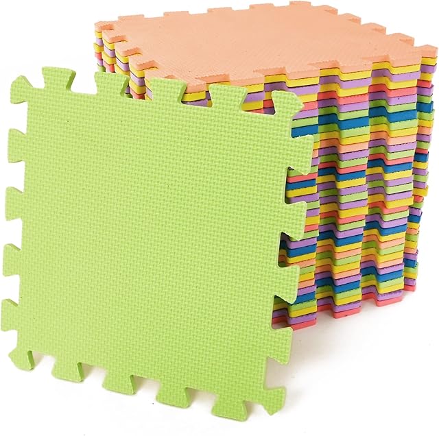 M.Y Interlocking Foam Play Mats - Thick Multi Colour Soft EVA Baby Floor Tile Puzzle Mat (18 Pieces)