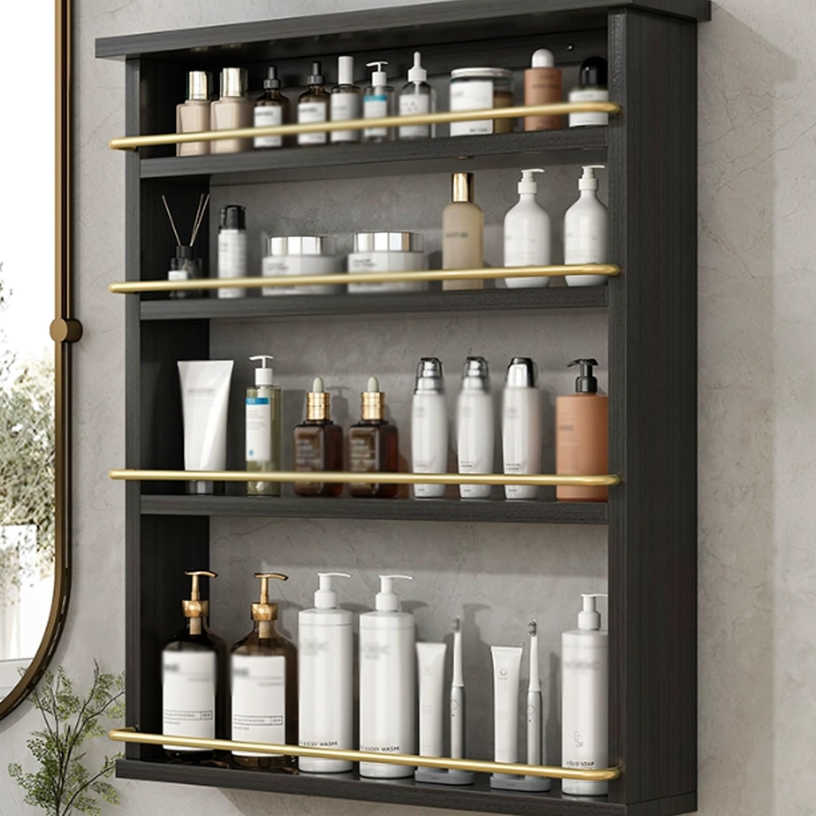 Étagère de rangement murale sans perforation avec système d'évacuation d'eau