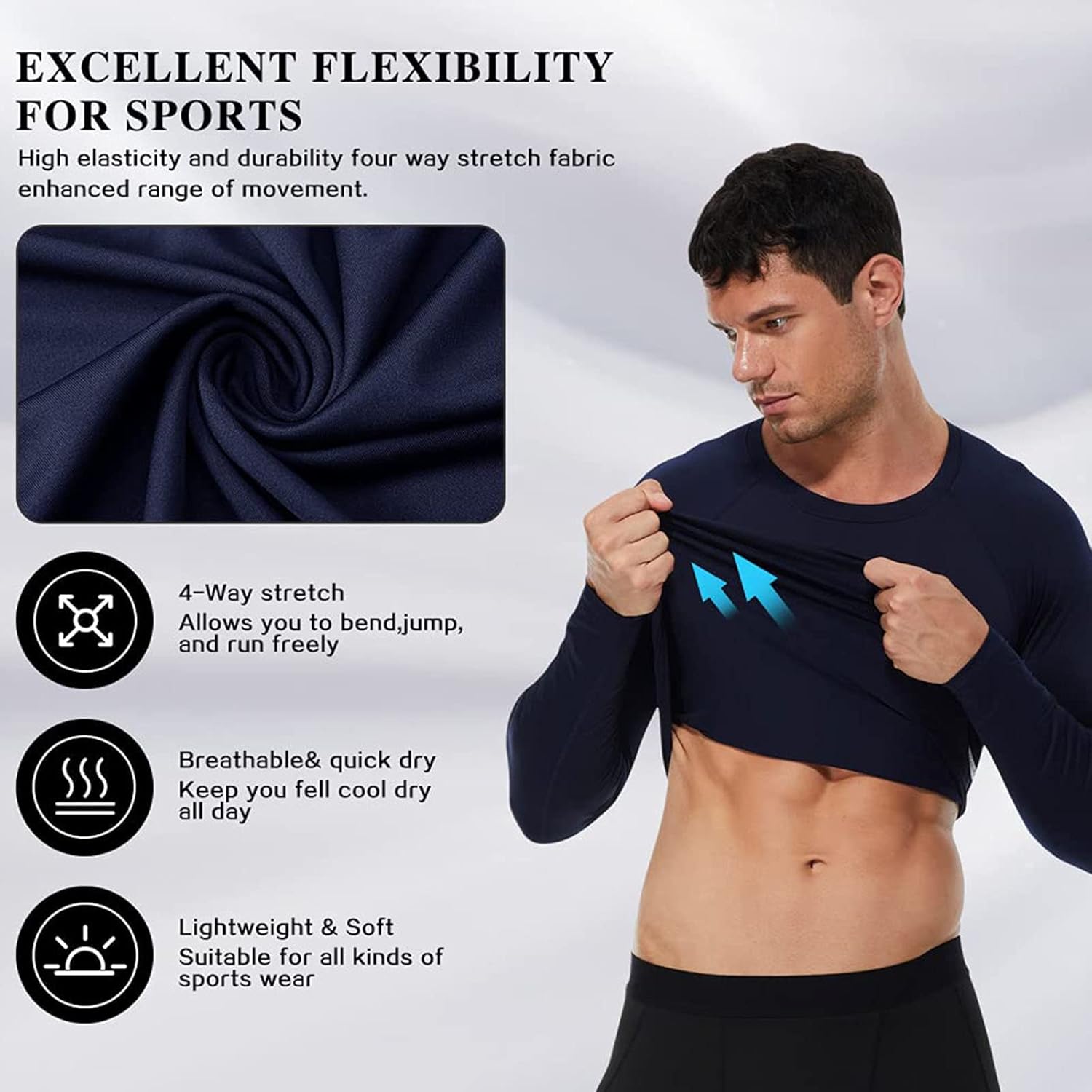 SPVISE 1 or 3 Pack Men's Compression Shirts Long Sleeve Workout Gym T-Shirt Running Top Cool Dry Sports Baselayer Undershirts - Image 4