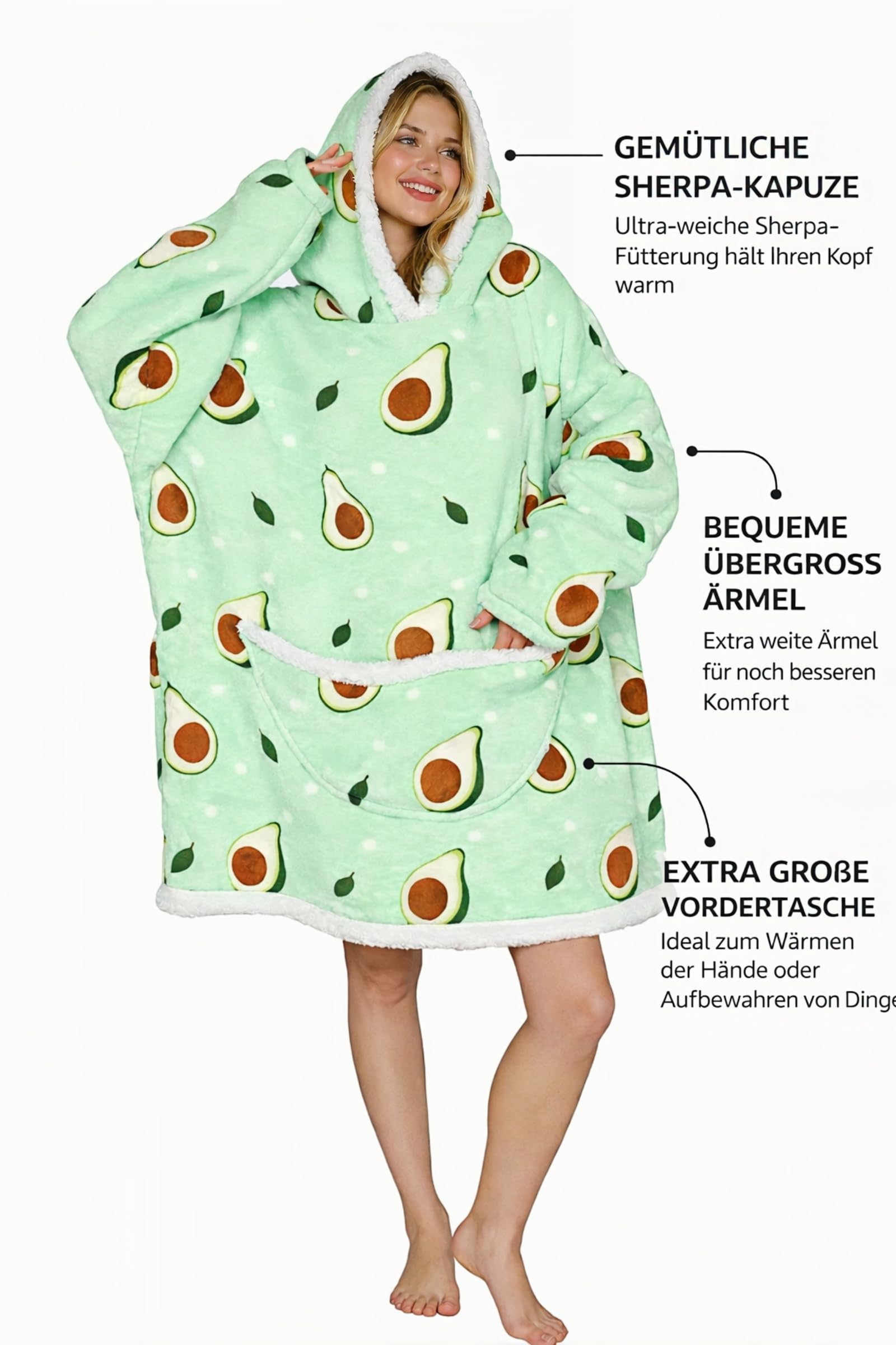 Sudadera con capucha de gran tamaño, manta de franela con mangas y bolsillo frontal, para adultos, mujeres, hombres, adolescentes, amigos, talla única