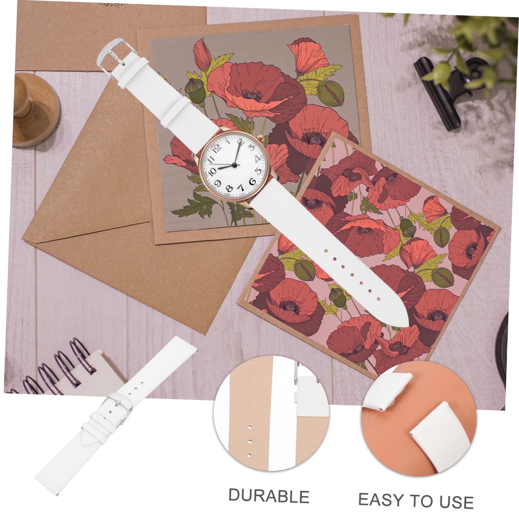 4pièces Bracelet Cuir Avec Boucle Inoxydable Accessoire De Montre Résistant Et Élégant