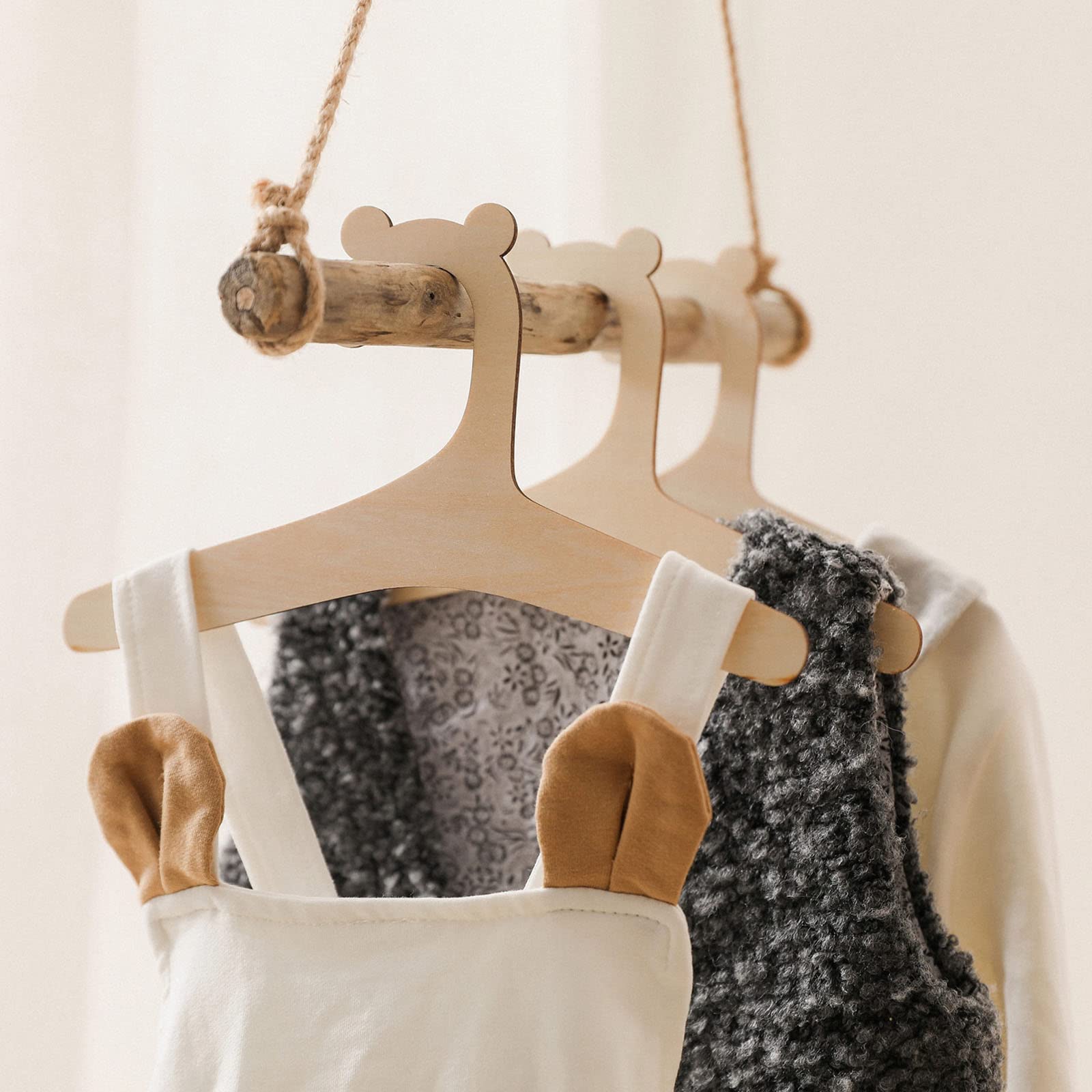 Baby for Creative Wood Hanger 10Pcs Cartoon Bear Wooden Storage Holder for Children Room Coat Pants Clothes Storage