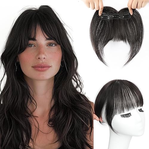 KooKaStyle Flequillo con clip, flequillo de cabello humano 100% real, flequillo para el cabello, 3 clips seguros en fleco francés, flequillo natural