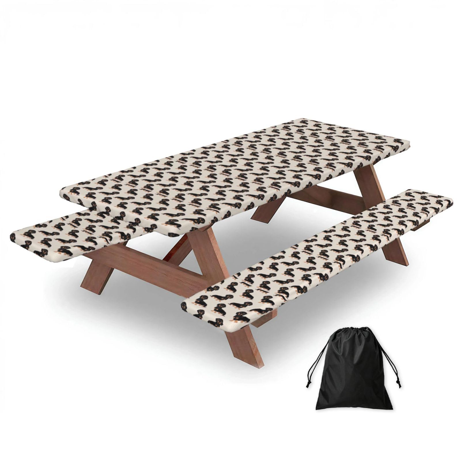AYYQWE Cute Dog Print Picnic Table Bench Cover Outdoor Garden Party Decor Daily Accessory Gift