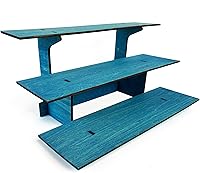 Vista 12 de Mesa de exhibición de 3 niveles en madera recta para tiendas minoristas con estantes para productos - Portátil Estante de exhibición de 3 pasos