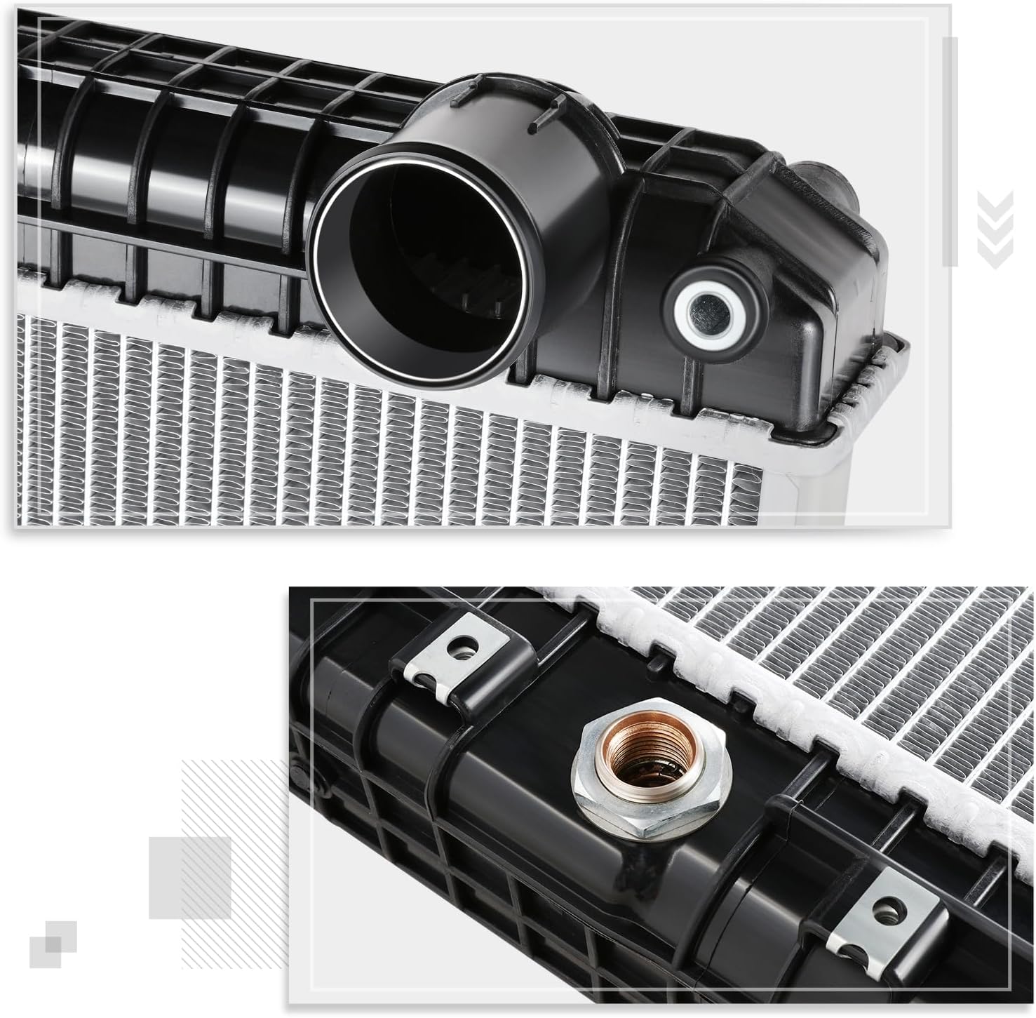 Factory Style 2-Row Aluminum Core Cooling Radiator Compatible with 14-16 Freightliner Cascadia M2 112