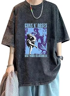 [DYLOSAZX] Guns N' Roses ガンズアンドローゼズ ロック 流行 欧米風 音楽 半袖 メンズレディース Tシャツ夏服 スポーツ おしゃれ かっこいい ロング丈 無地 ゆったり 大きいサイズ 快適 カジュアル.