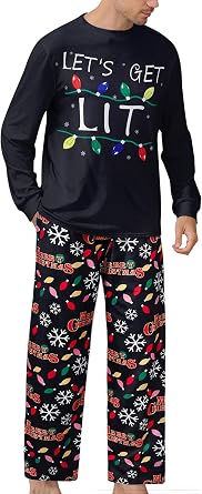 RAISEVERN Mens Christmas Pajamas Set Ugly Pjs Pants and Long Sleeve Shirts