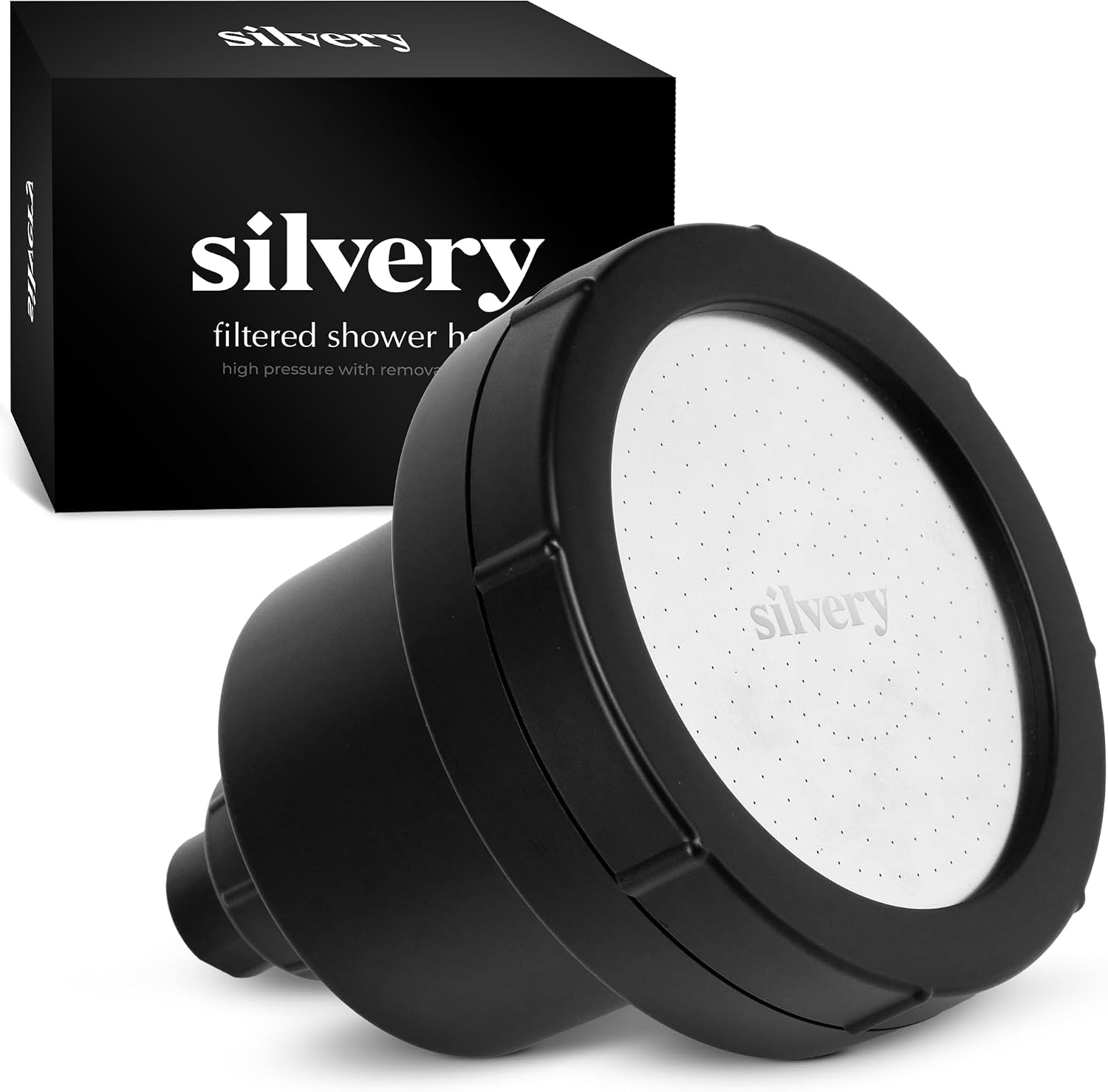 Silvery High Pressure Filtered Shower Head - Dermatologist-Approved Clean Water with Silvery Technology™ Filter - Showerhead Removes Impurities for Healthier Skin, Hair, Scalp (Fixed Showerhead)