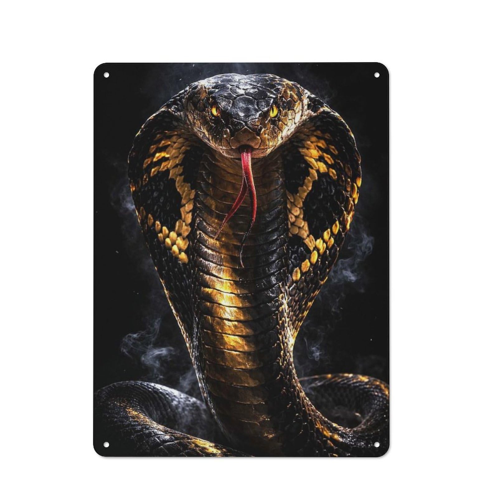 For Café Or Restaurant, Fierce Cobra Snake Portrait Retro Metal Sign 40x30cm, Gift for Café Owners And Decorators during The Christmas Season