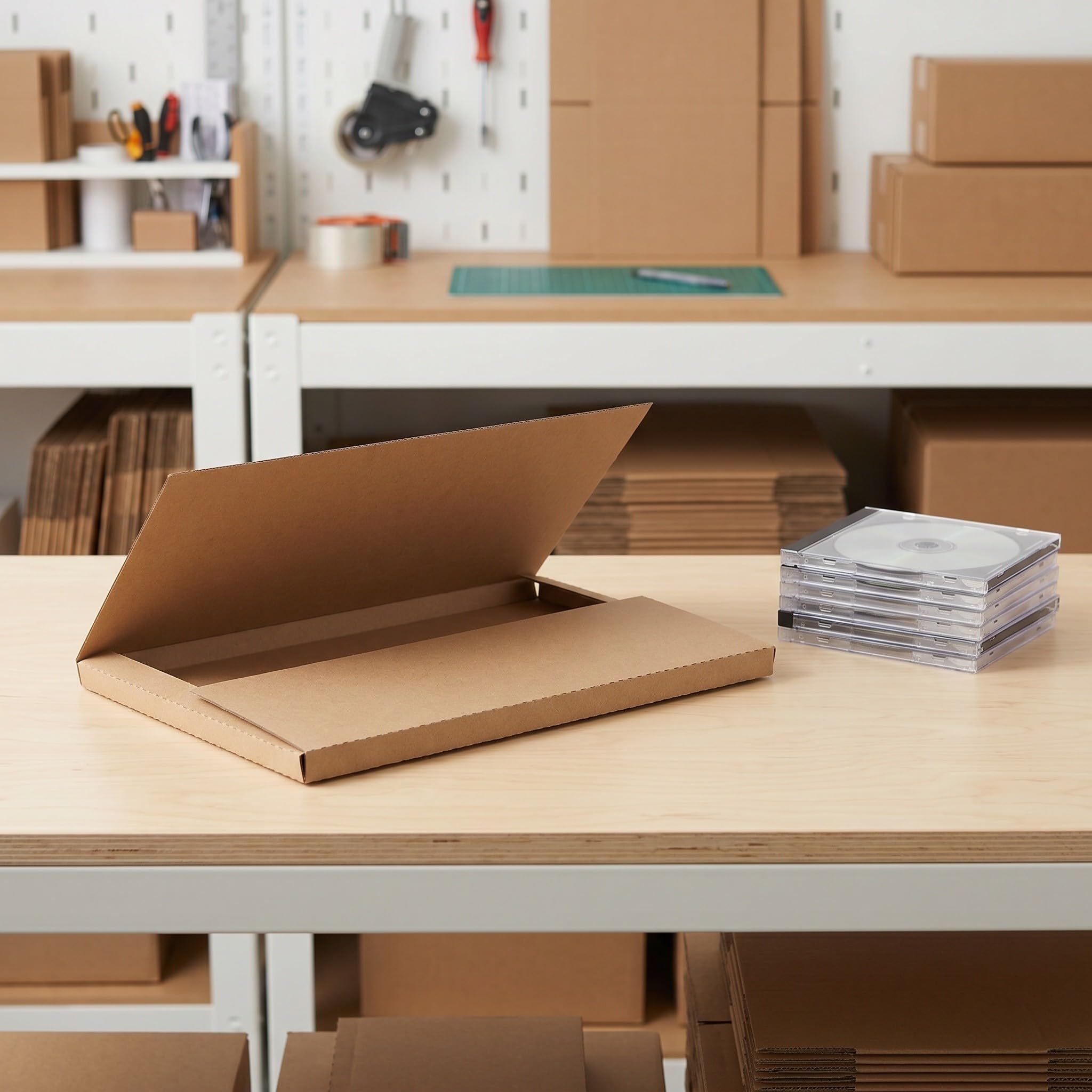 Artibetter Lot de 10 enveloppes d'expédition pour disques vinyles - Enveloppes kraft pliables faciles pour albums - Boîte d'emballage pour disques, CD, DVD, livres et envois pour petites
