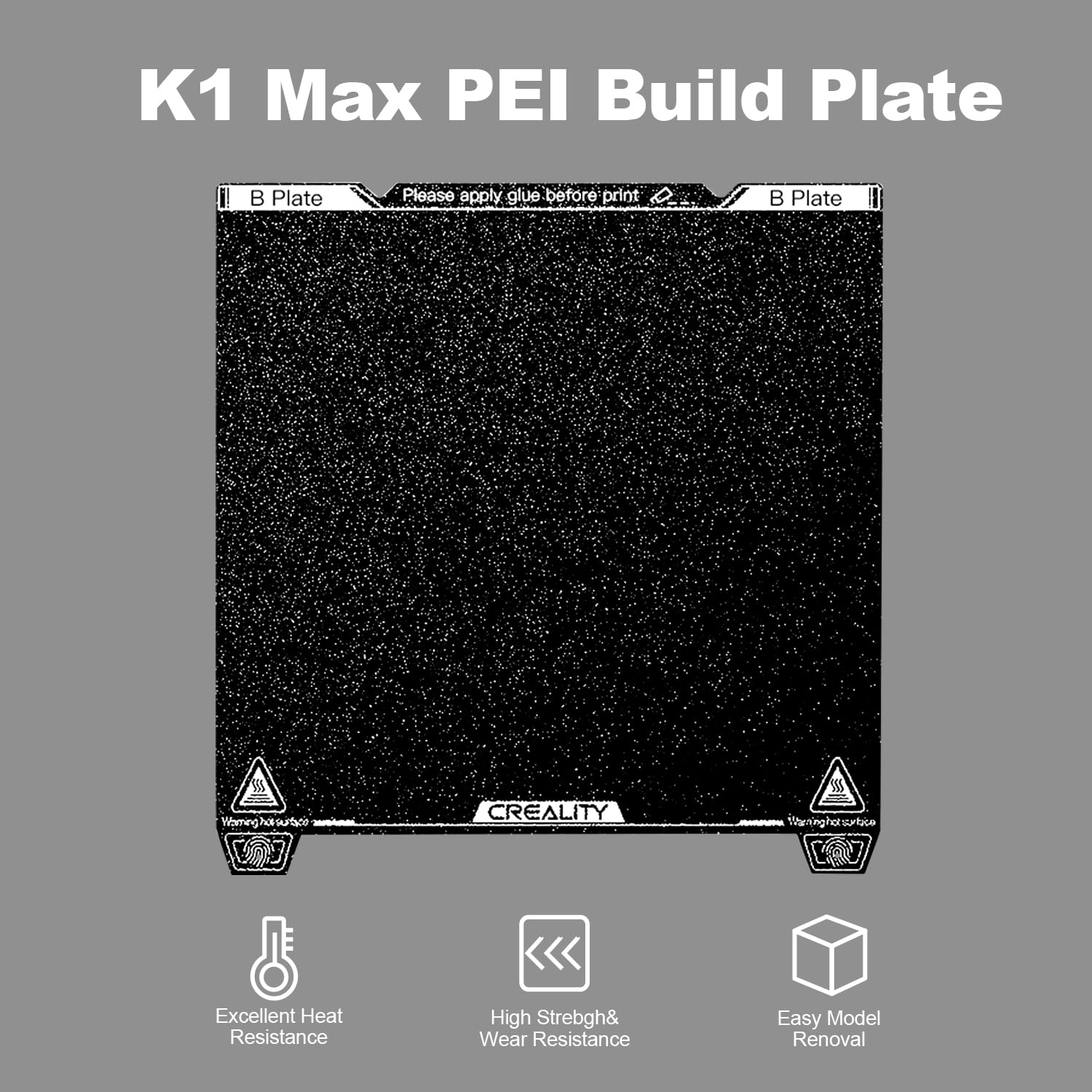 Creality K1 Max Set di pannelli da costruzione, 315 x 310 mm piattaforma 3D con superficie PEI opaca base magnetica in acciaio per Creality K1, K1 Max, Ender 3 Max Neo, Ender 3 S1 Plus