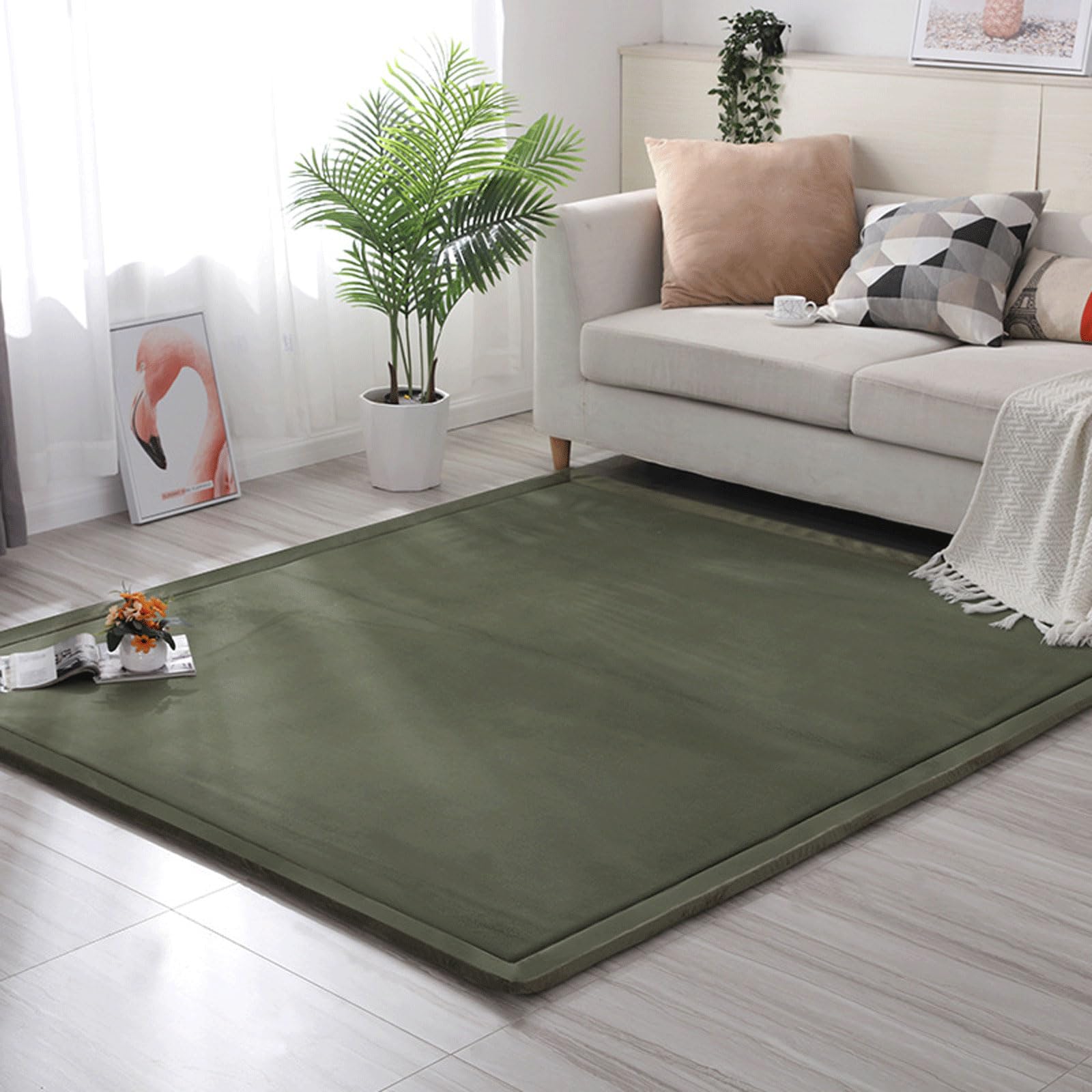 Tapis de Polaire de Corail Tapis de Chevet de Chambre à Coucher Salon Enfants Tapis de rampement de Tapis Chaud Doux et Confortable-A-100 * 150cm