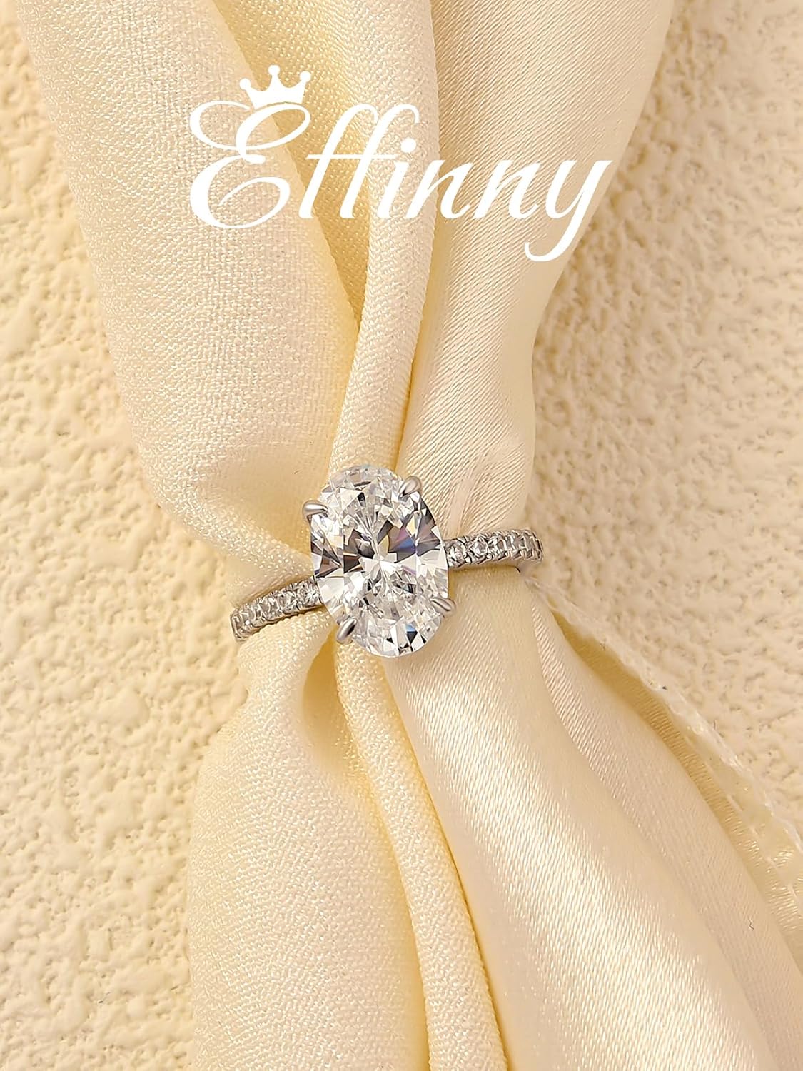 3.5ct Solitaire Oval Engagement Ring for Women,14K Gold Plated 925 Sterling Silver Cubic Zirconia Promise Wedding Ring