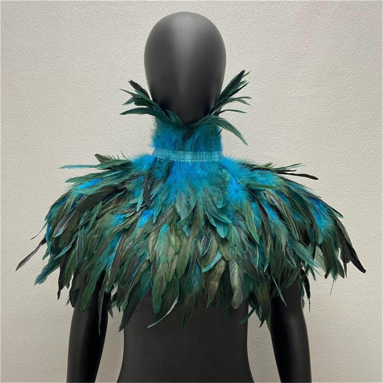Mantello gotico con piume per adulti donne scialle festa a tema costume festival musicale vestire collo sciarpe da donna sciarpa collo accessorio per feste di Halloween