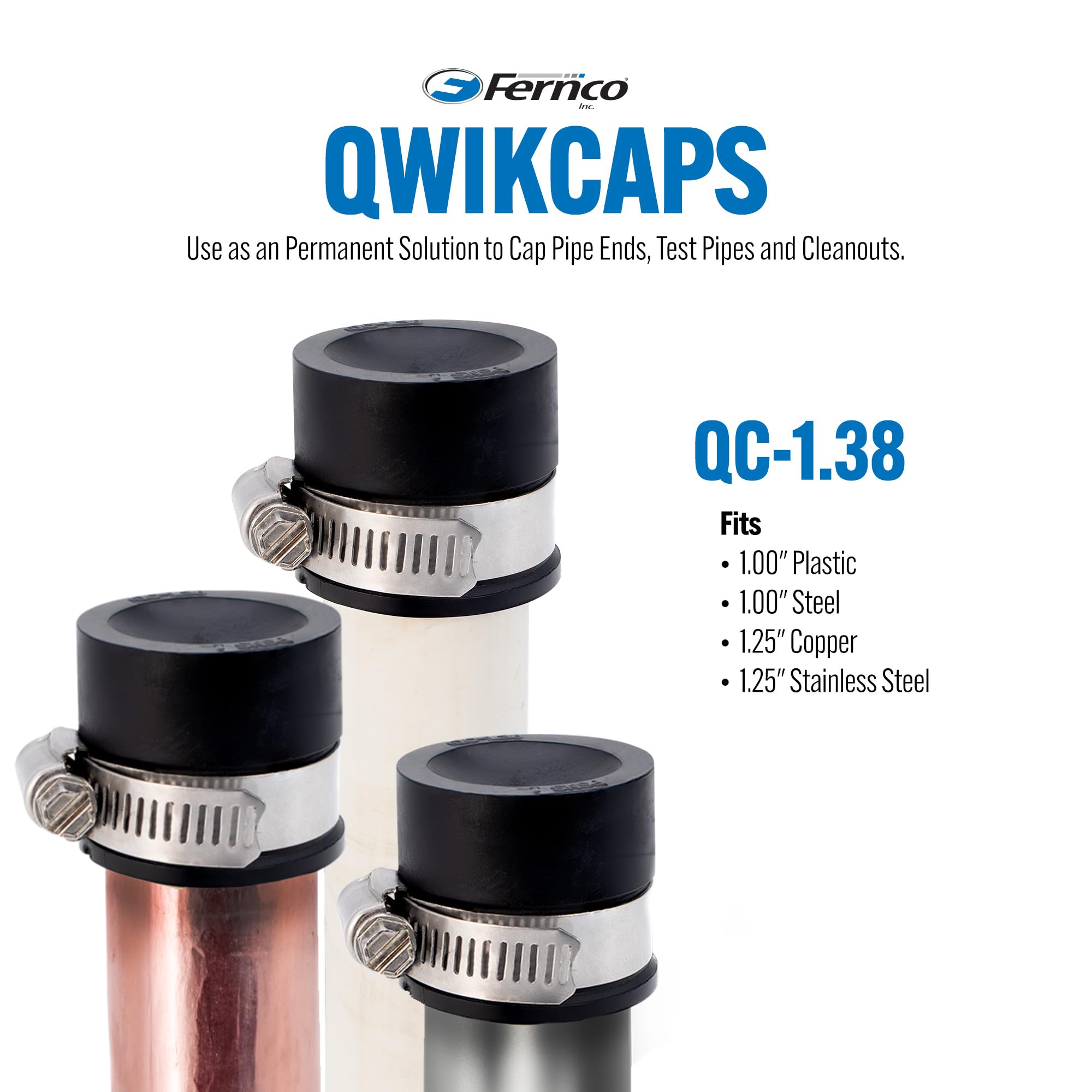 Amazon.com: Fernco PQC-1.38 1-in. QwikCap Flexible PVC Pipe Cap