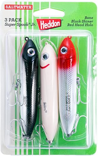 Heddon PK3X9236-2 topwater-lure, Black Shiner, Bone, Red Head Holographic
