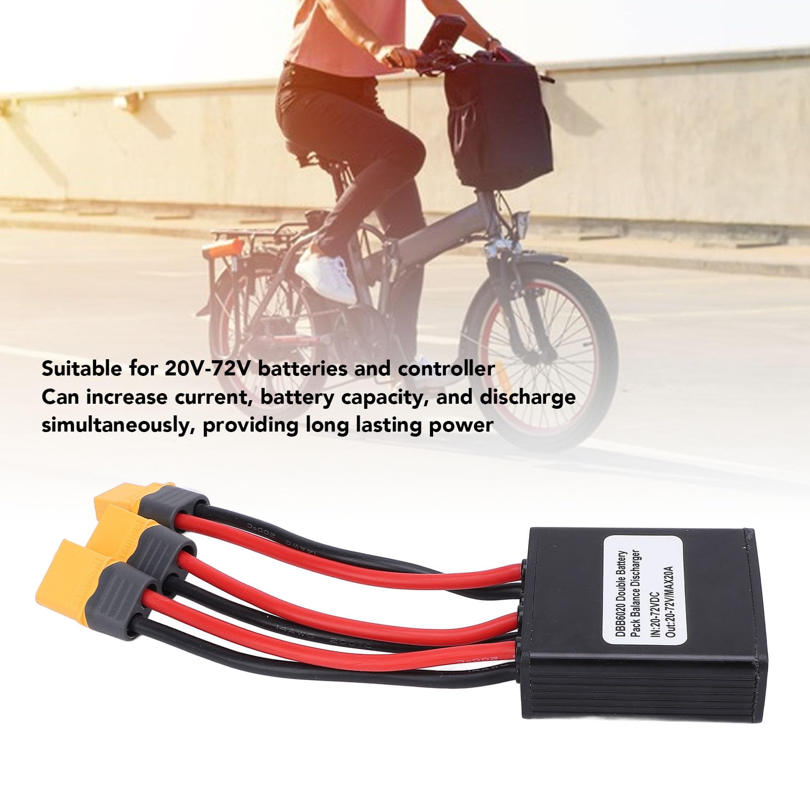 Convertidor de Descarga de Batería Doble, Conector de Batería Doble 24-72V, Equilibrador de Interruptor de Batería Doble 20/40A, Módulo Paralelo de Batería para Motor 750w 1000w