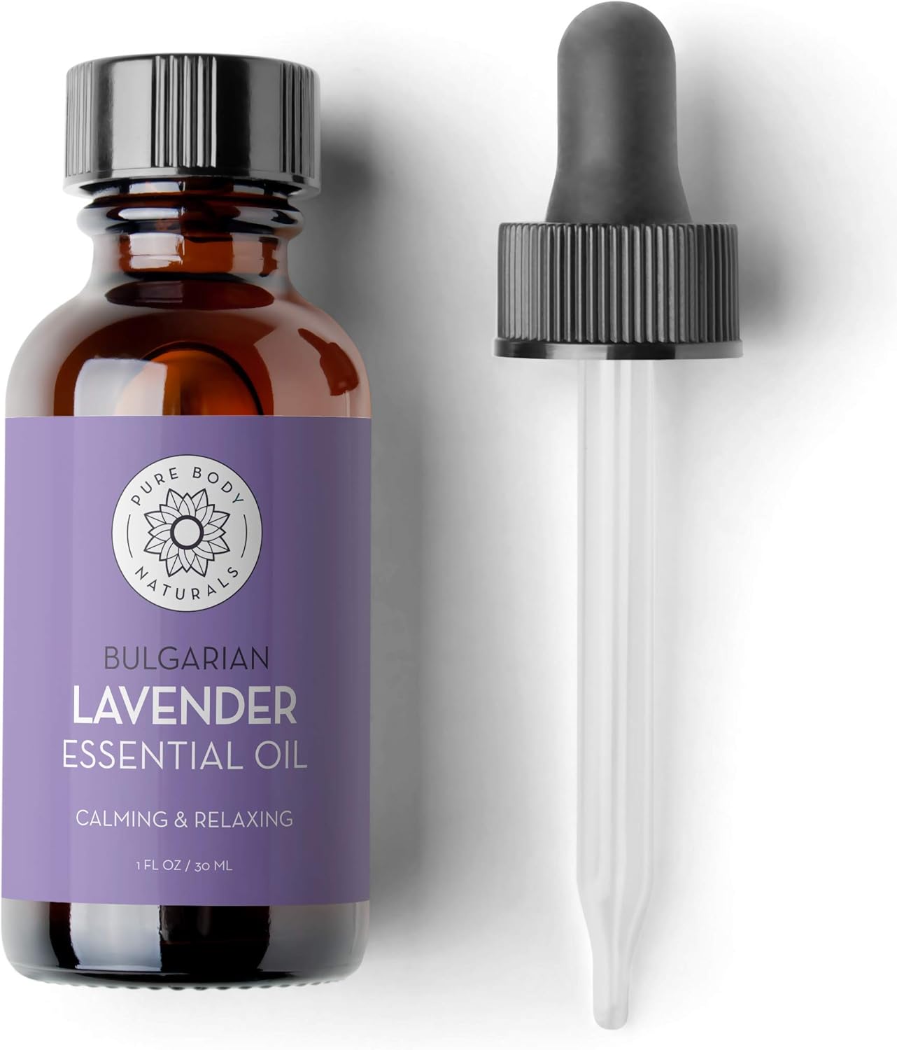 Pure Body Naturals Bulgarian Lavender Essential Oil by Pure Body Naturals, 1 Fluid Ounce - 100% Pure, Independently Tested, Therapeutic Grade Lavender Essential Oil for Diffuser Aromatherapy