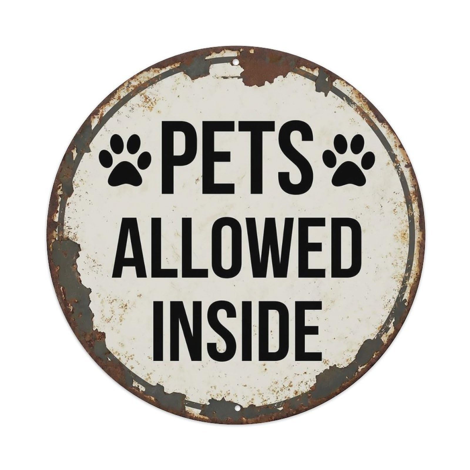 Vintage Pets Allowed Inside Shop Metal Tin Sign